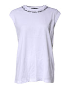 Dolce & Gabbana White Cotton Sleeveless Printed Tank T-shirt