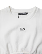 Dolce & Gabbana White Cotton Blend 3/4 Sleeves Blouse Top