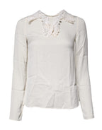 Dolce & Gabbana Cream Floral Lace Long Sleeves Blouse Top