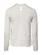 Dolce & Gabbana Cream Floral Lace Long Sleeves Blouse Top