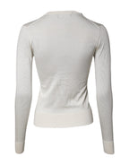 Dolce & Gabbana Cream Floral Silk Embellished Cardigan Sweater
