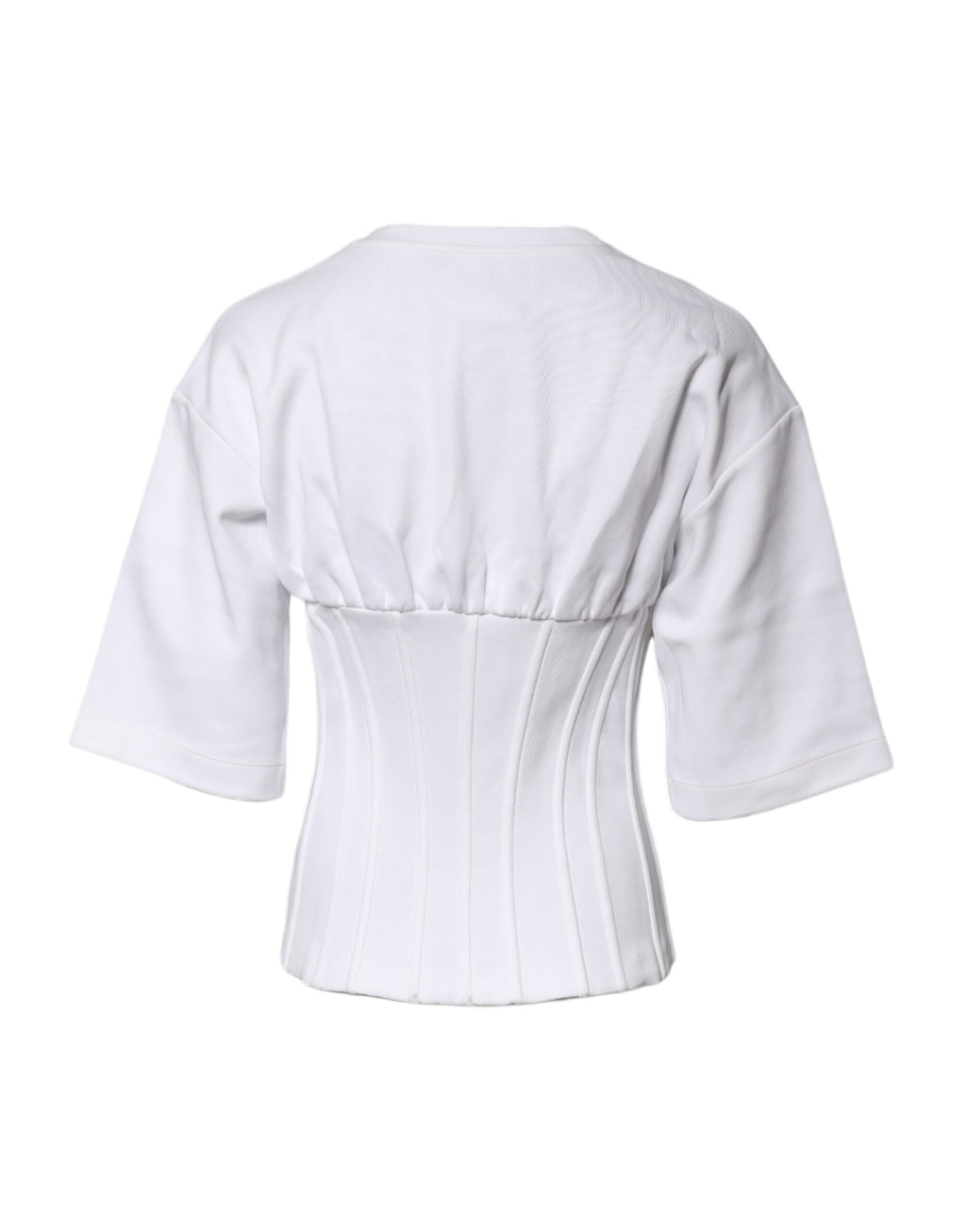 Dolce & Gabbana White Cotton Blend 3/4 Sleeves Blouse Top