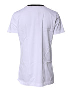 Dolce & Gabbana White Printed Round Neck Top Cotton T-shirt
