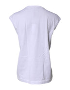 Dolce & Gabbana White Cotton Sleeveless Round Neck Tank Top