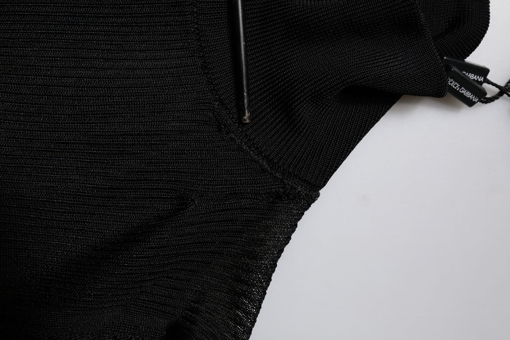 Dolce & Gabbana Black Knit Long Sleeves Turtleneck Slim Top