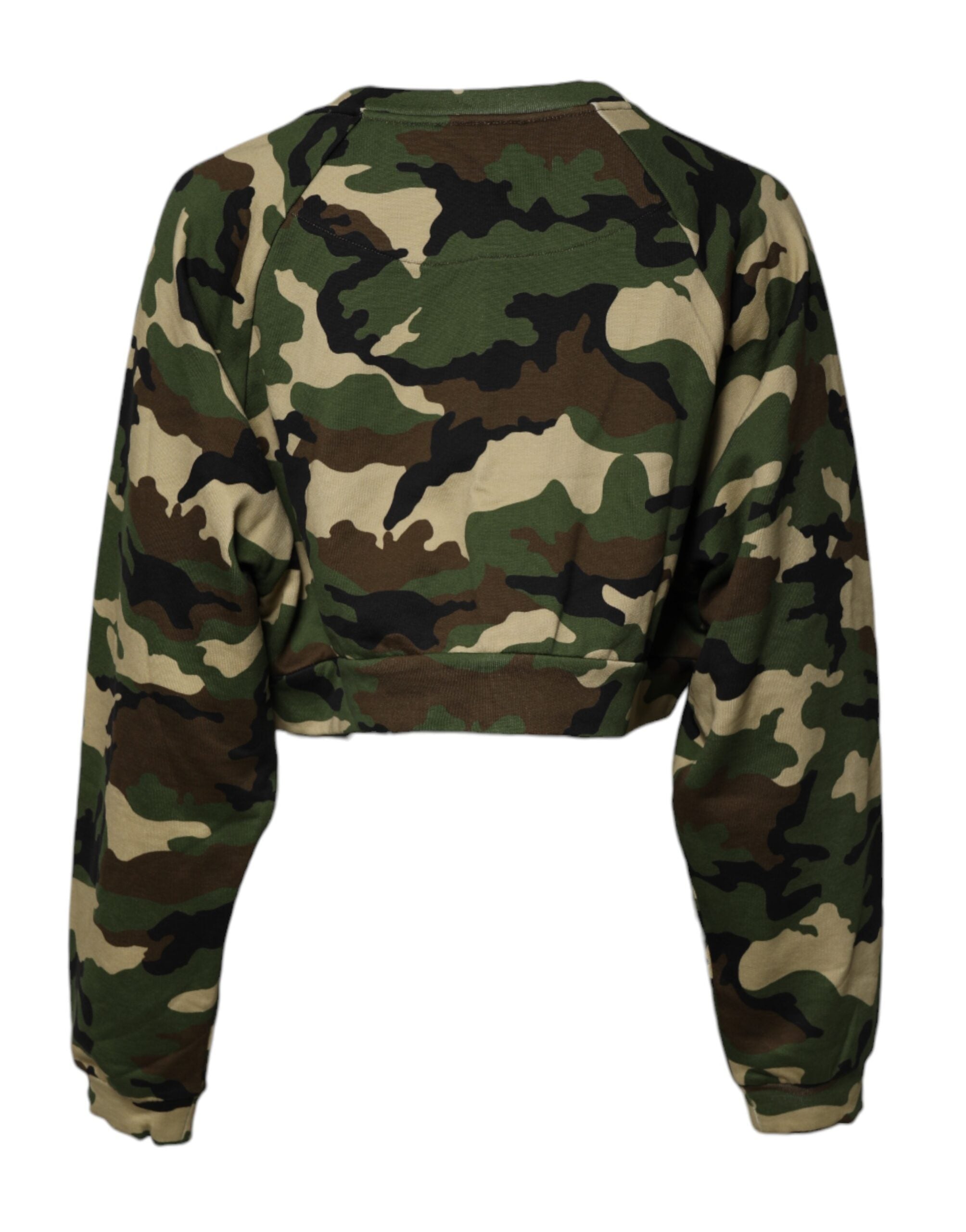 Dolce & Gabbana Multicolor Camou Cropped Sweatshirt Sweater