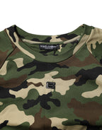 Dolce & Gabbana Multicolor Camou Cropped Sweatshirt Sweater