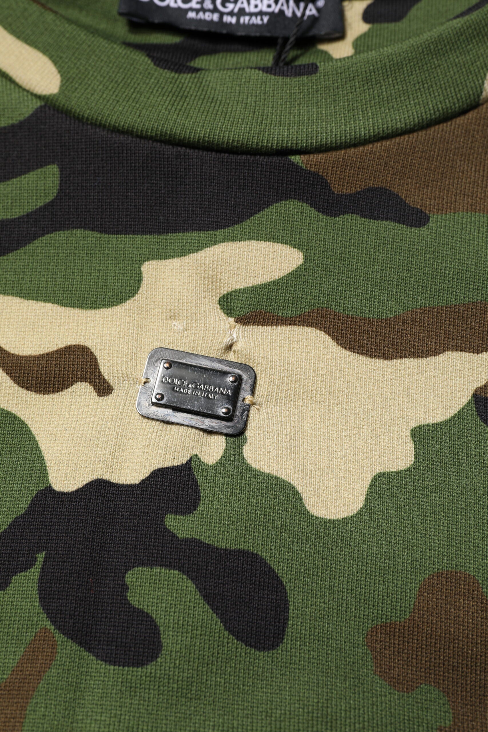 Dolce & Gabbana Multicolor Camou Cropped Sweatshirt Sweater