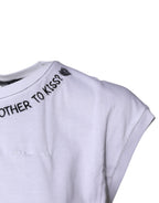 Dolce & Gabbana White Cotton Sleeveless Printed Tank T-shirt