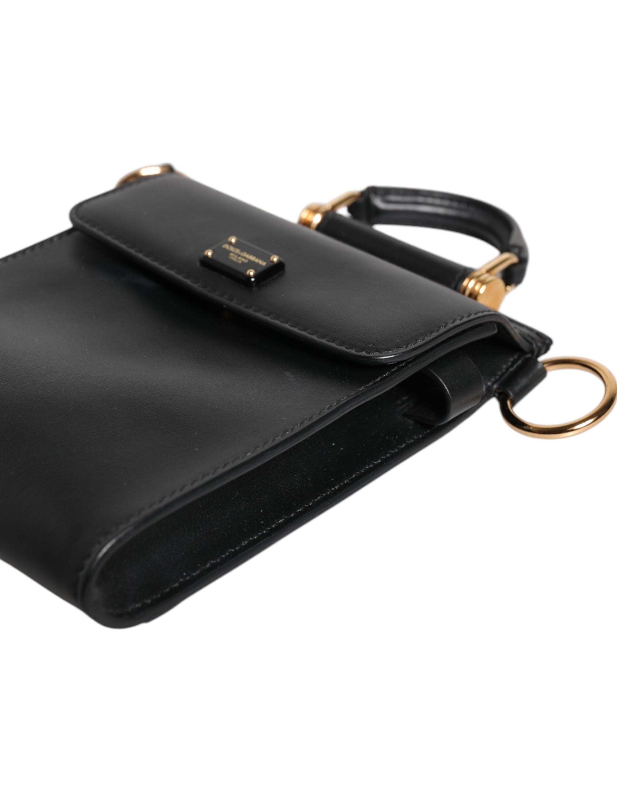 Dolce & Gabbana Black Calfskin Leather Logo Plaque Mini Bag