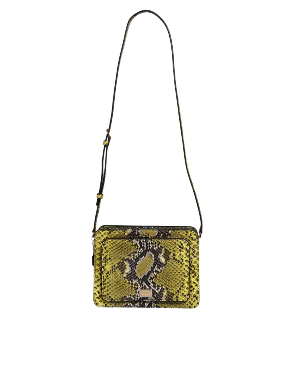Dolce & Gabbana Green Exotic Leather DG Plaque Crossbody Clutch Bag