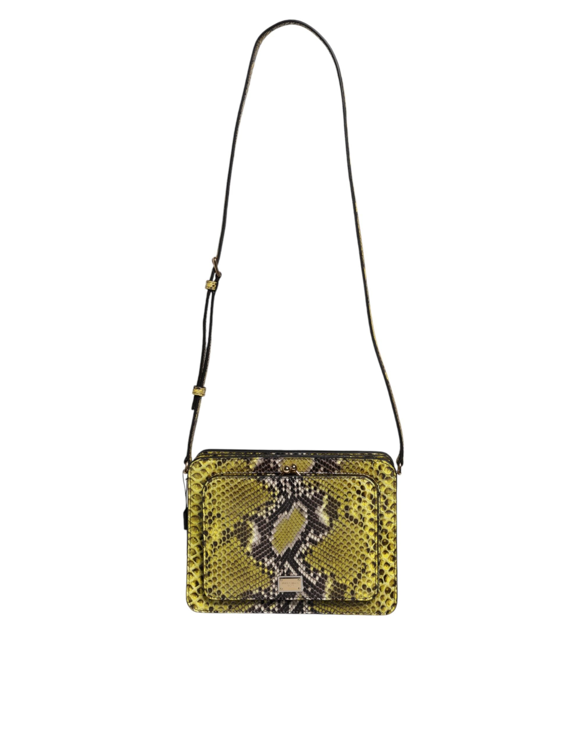 Dolce & Gabbana Green Exotic Leather DG Plaque Crossbody Clutch Bag