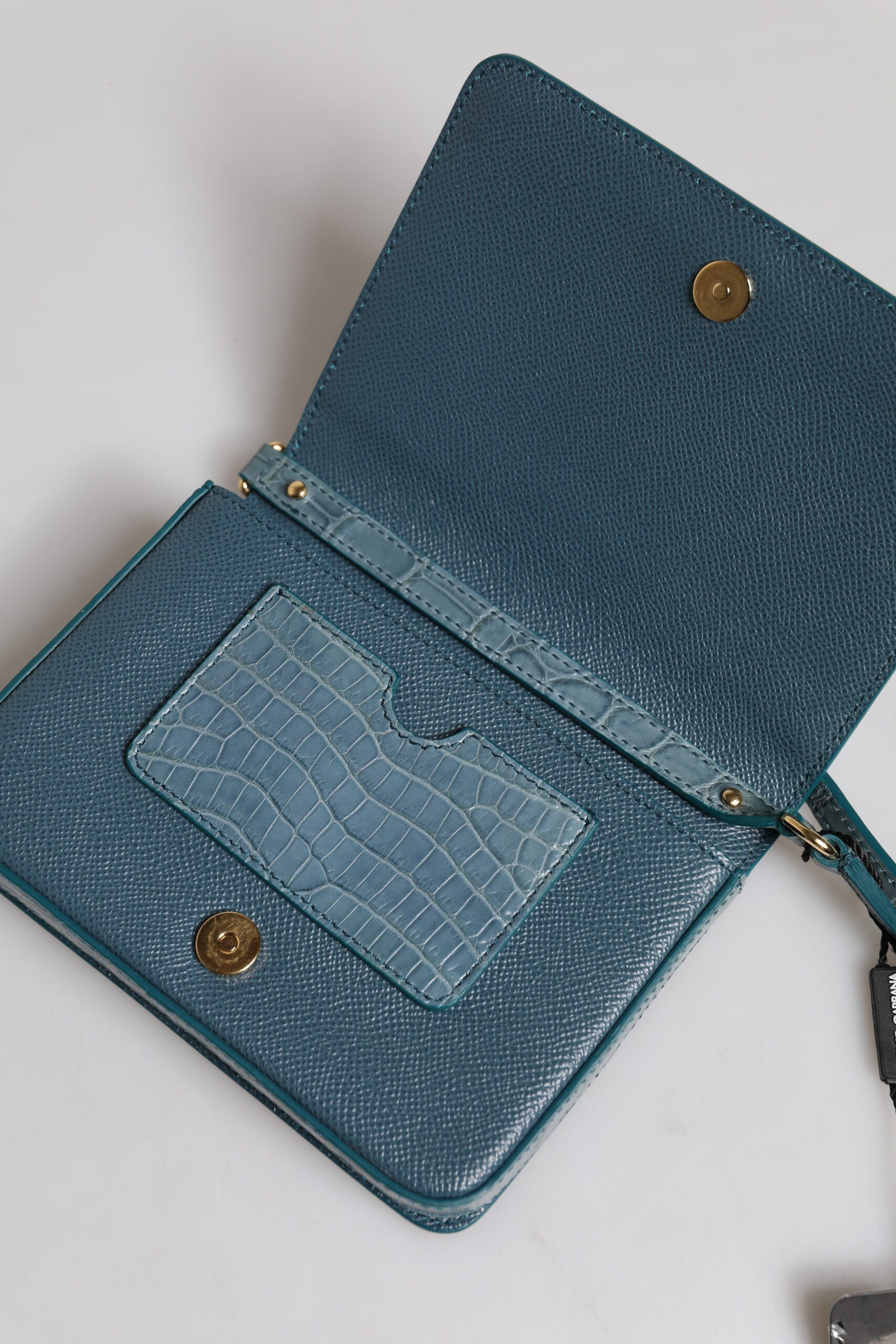 Dolce & Gabbana Green Exotic Leather DG Plaque Crossbody Mini Bag