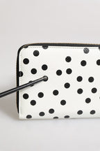 Dolce & Gabbana White Black Striped Leather Zip Around Continental Wallet