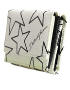 Dolce & Gabbana White Leather Trifold DG Star Print Card Holder Wallet