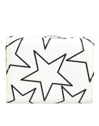 Dolce & Gabbana White Leather Trifold DG Star Print Card Holder Wallet