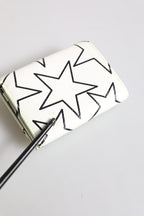 Dolce & Gabbana White Leather Trifold DG Star Print Card Holder Wallet
