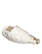 Dolce & Gabbana White Quilted Logo Plaque Belt Waist Fanny Pack Bag