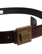 Dolce & Gabbana Brown Leather Gold Metal Buckle Classic Belt