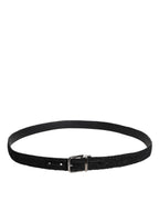 Dolce & Gabbana Black Cotton Blend Silver Metal Buckle Belt
