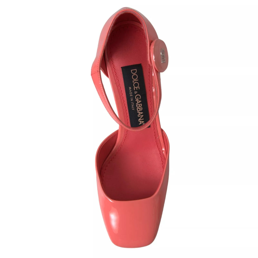 Dolce & Gabbana Peach Leather Ankle Strap Heels Sandals Shoes