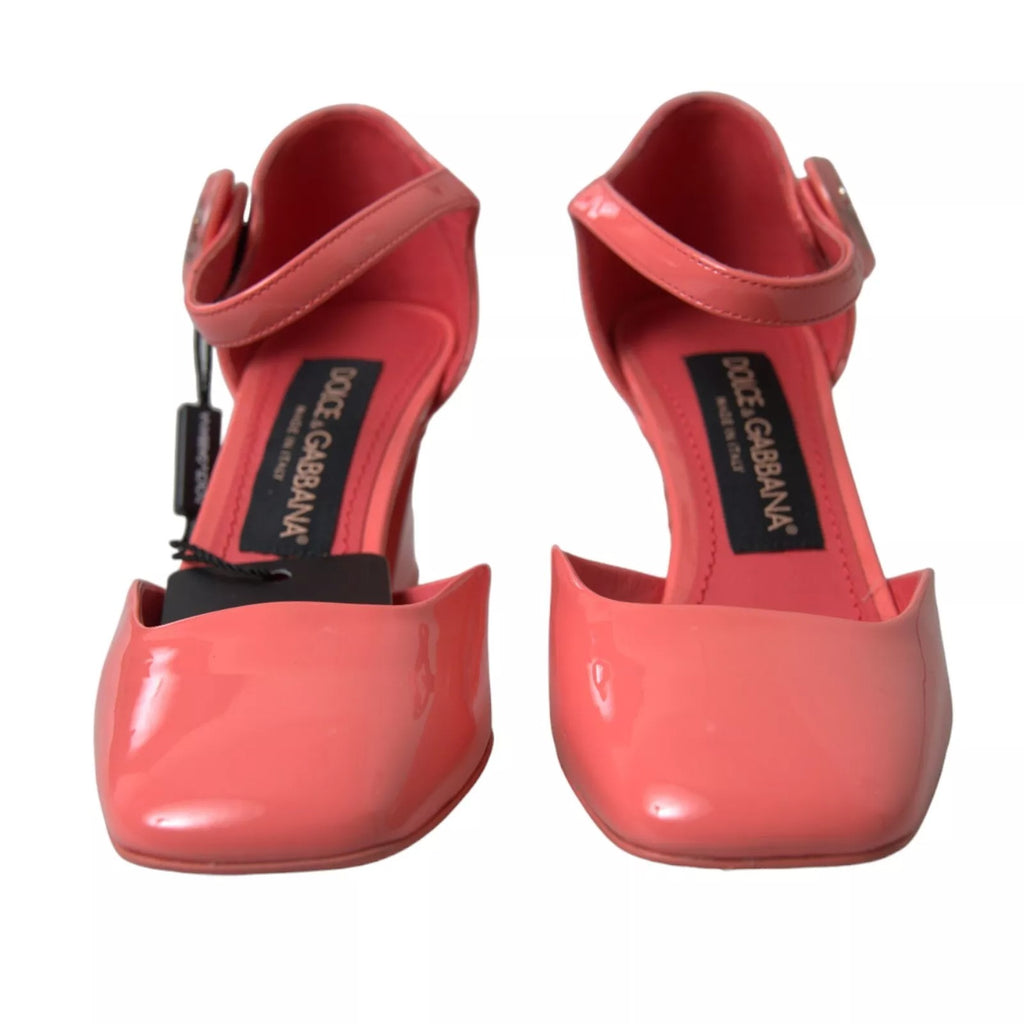 Dolce & Gabbana Peach Leather Ankle Strap Heels Sandals Shoes