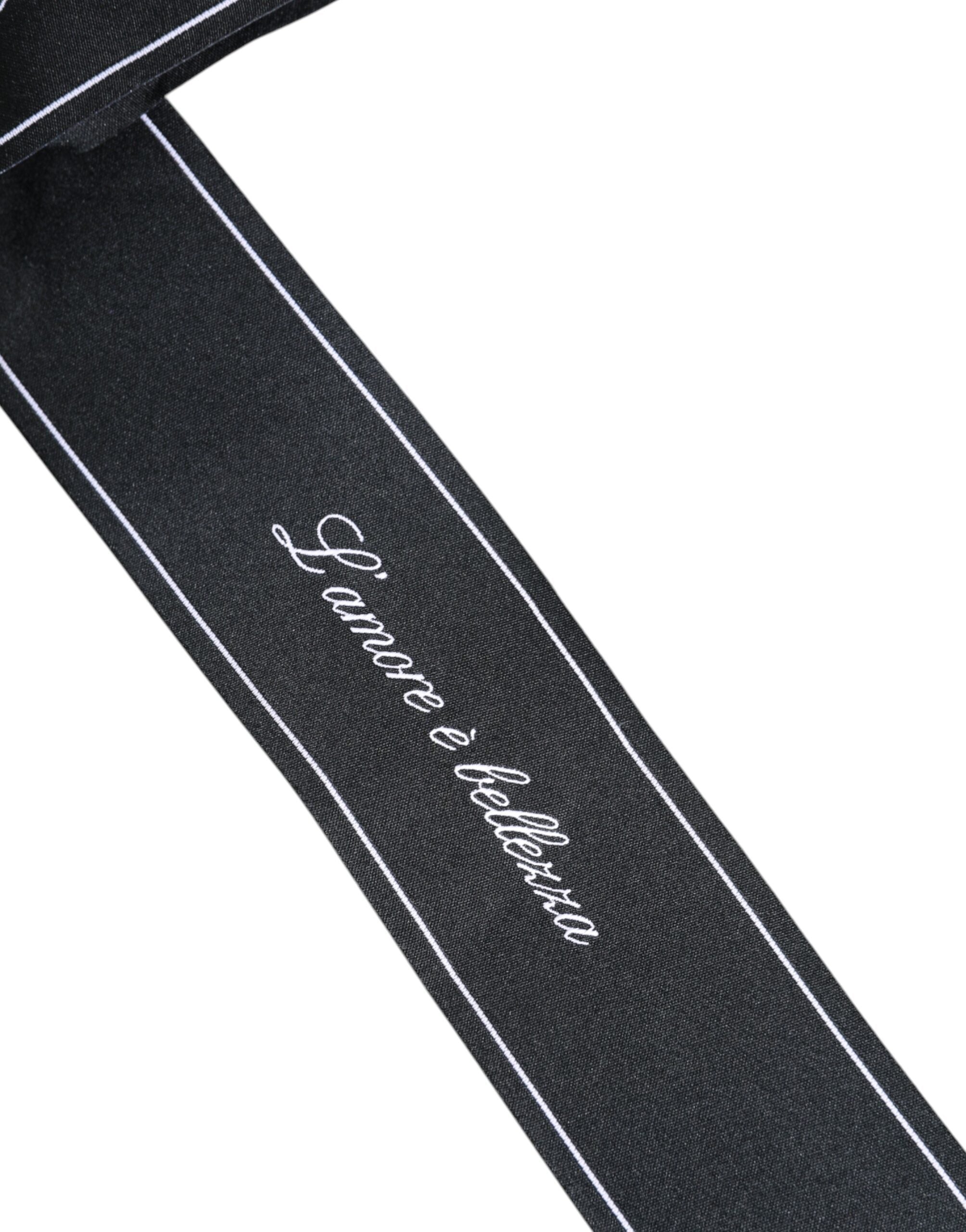 Dolce & Gabbana Black Waist Ribbon Wide Bow Logo Belt