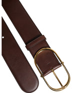 Dolce & Gabbana Brown Logo Engraved Metal Waist Buckle Belt