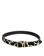 Dolce & Gabbana Brown White Pony Leather Metal Buckle Belt