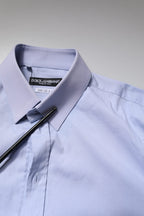 Dolce & Gabbana Light Blue Cotton SICILIA Dress Formal Shirt