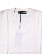 Dolce & Gabbana White Sleeveless Cashmere Round Neck Tank Top