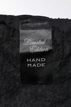 Dolce & Gabbana Black Lace Sheer Sacred Heart Crew Neck Top