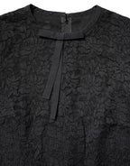 Dolce & Gabbana Black Lace STAFF Crew Neck Long Sleeves Top