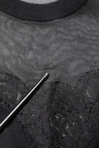 Dolce & Gabbana Black Lace Sheer Crew Neck Sleeveless Top