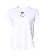 Dolce & Gabbana White Logo Crown Cotton Crew Neck T-shirt