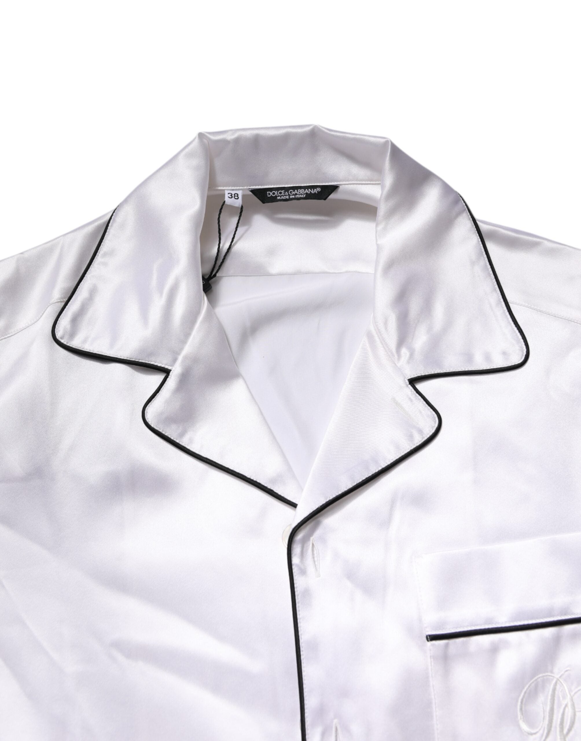 Dolce & Gabbana White Satin Silk Men Pajama Set Sleepwear