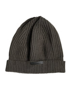 Dolce & Gabbana Green Wool DG Plaque Knitted Winter Beanie Hat