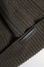 Dolce & Gabbana Green Wool DG Plaque Knitted Winter Beanie Hat