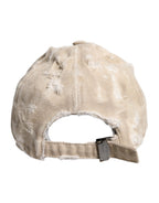 Dolce & Gabbana Beige Tattered Cotton 6 Panels Baseball Cap