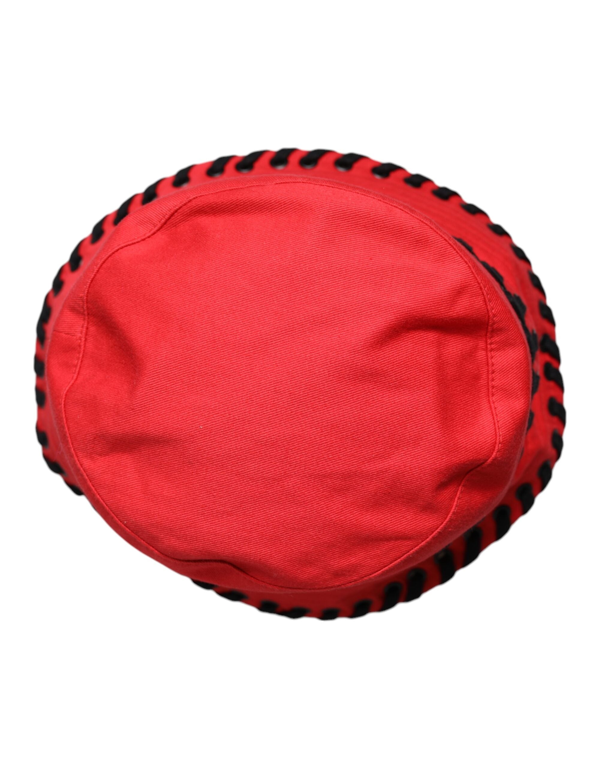 Dolce & Gabbana Red Lace Polyester Wide Brim Bucket Hat