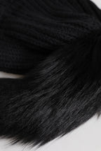 Dolce & Gabbana Black Acrylic Knitted Fur Winter Beanie Hat