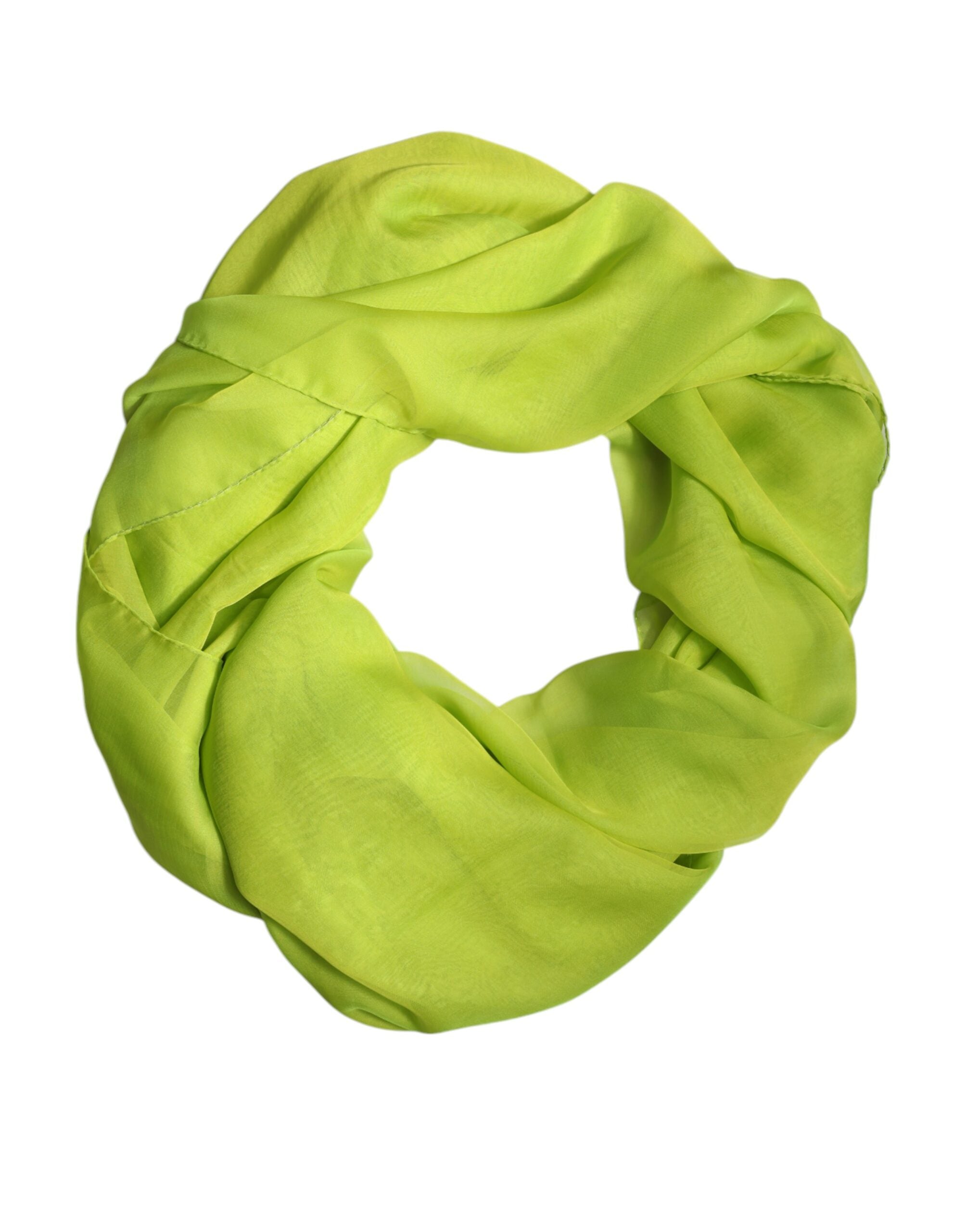 Dolce & Gabbana Green Silk Rectangle Wrap Shawl Neck Warmer Scarf