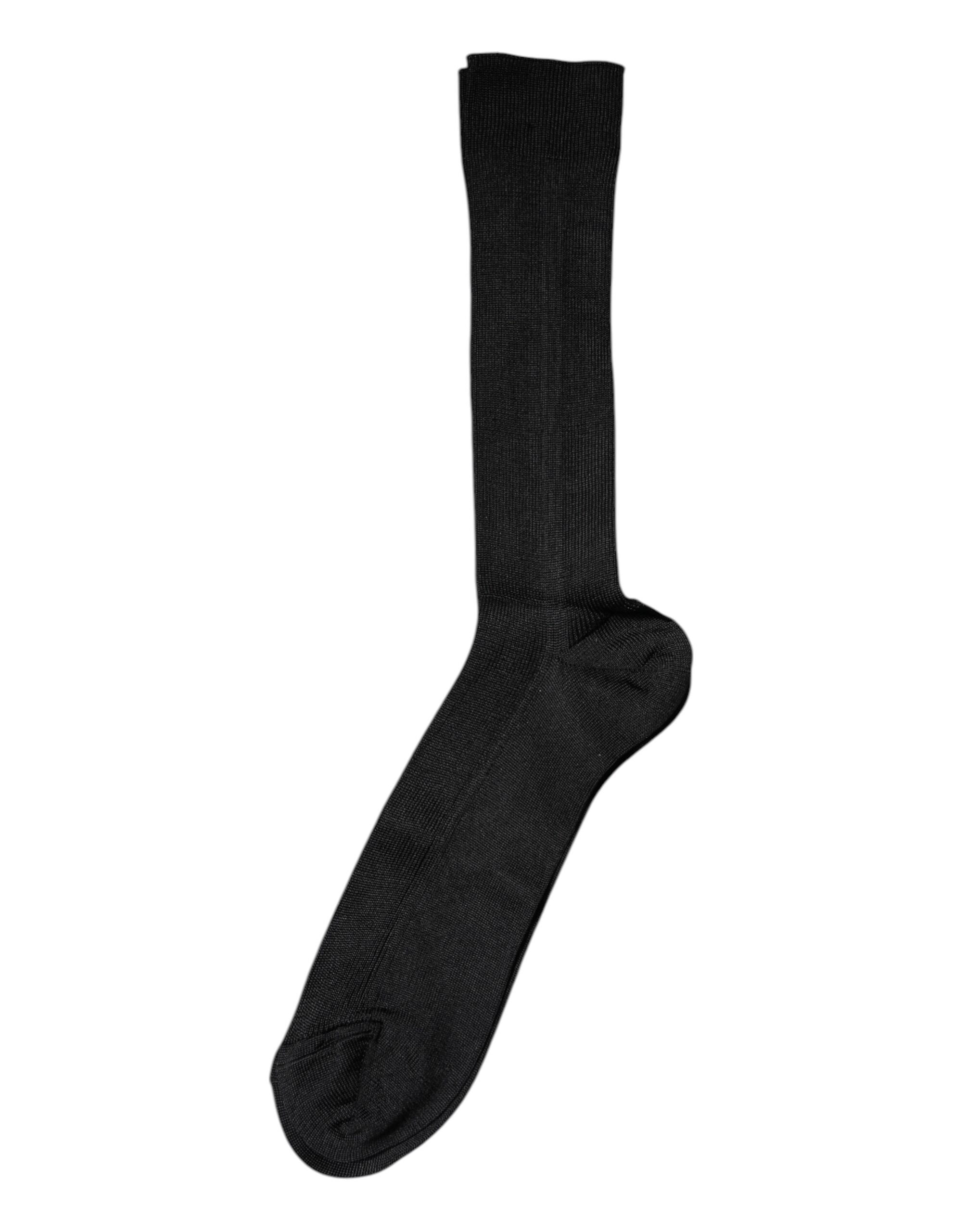 Dolce & Gabbana Black Cotton DG Logo Mid Calf Men Socks
