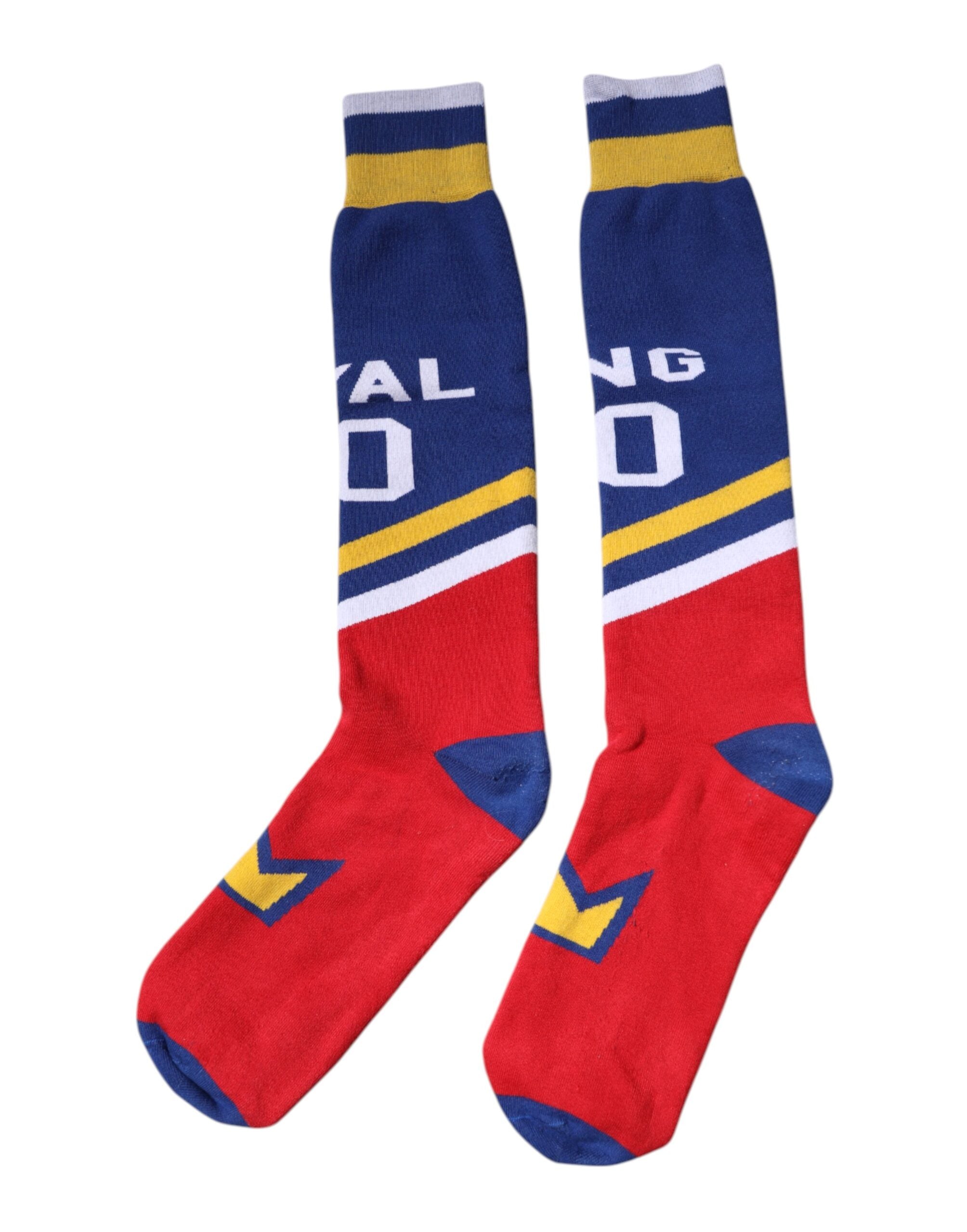 Dolce & Gabbana Multicolor Printed Cotton Over Calf Socks