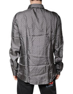 Dolce & Gabbana Gray Polka Dot Silk Long Sleeve Shirt