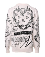 Dolce & Gabbana White Black Logo Print Women Pullover Sweater