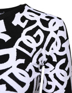 Dolce & Gabbana Black White Logo Print Women Pullover Sweater