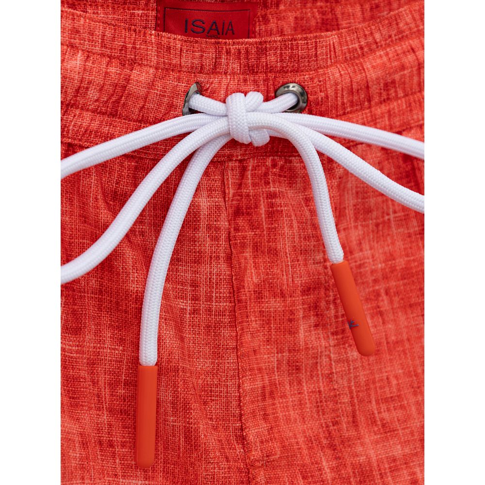 Isaia Red Polyester Swim Shorts