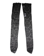 Dolce & Gabbana Black Floral Lace Cotton Stretch Stockings Socks