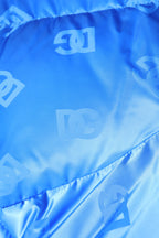 Dolce & Gabbana Blue Logo Full Zip Hooded Quilted Jacket